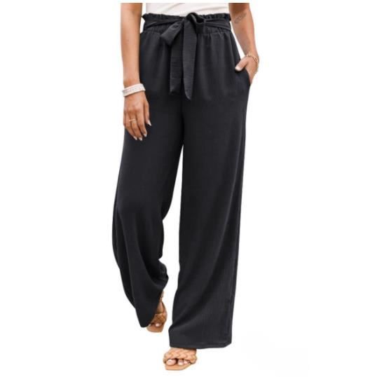 Pantalon Large pour Femme Taille Haute lastique Pantalon Fluide