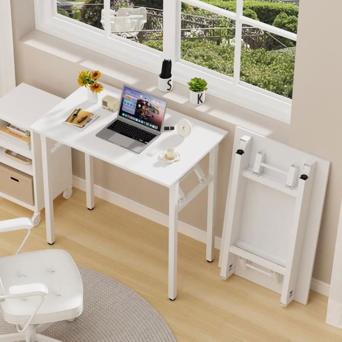 Bureau D'Ordinateur Portable PIPIPOXER Avec Support Écran - Table Bois Stable 80x40x75cm Couleur Bois Petit Bureau Ordinateur