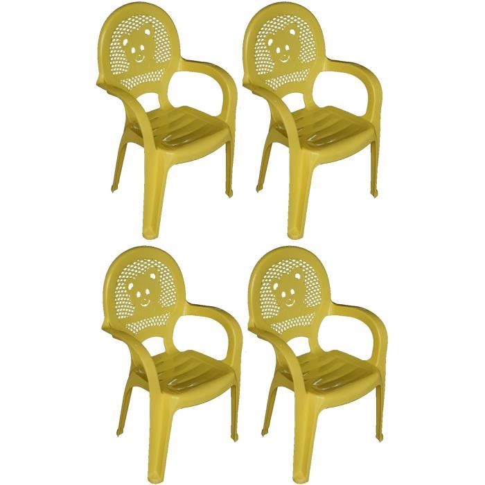 meuble pour enfant jaune pour jardin//ext/érieur Chaise en plastique pour enfant lot de 4