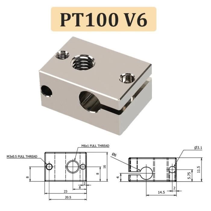 E3D V6 Plated Copper Heater Block - France