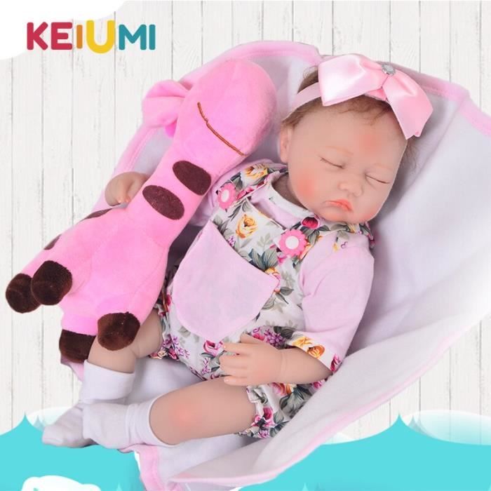RUMOCOVO® Poupée bébé Reborn en tissu, jouet réaliste de 17 pouces, cadeaux d'anniversaire pour enfants - fermer les yeux