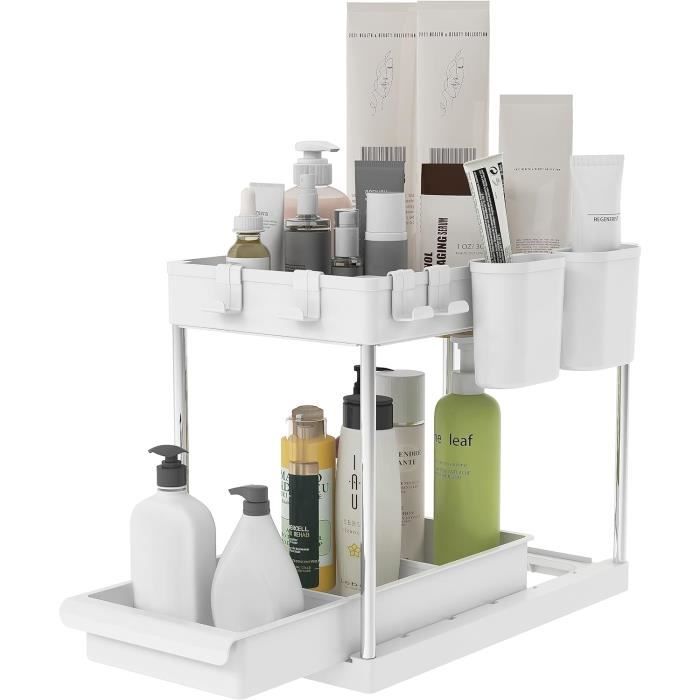 Crochet Coulissant Sous Armoire Pour Tasses - Organisateur De Cuisine Noir Gain De Place 25.5x8x7 Cm