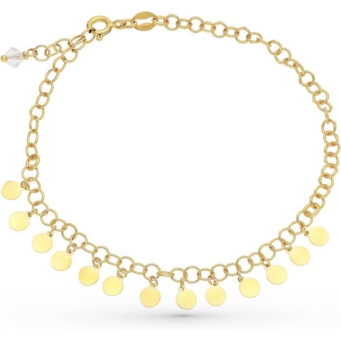 Chaîne Corde En Argent Sterling 925 Plaqué Or 14k - Homme/Femme - Longueur 18" à 30"