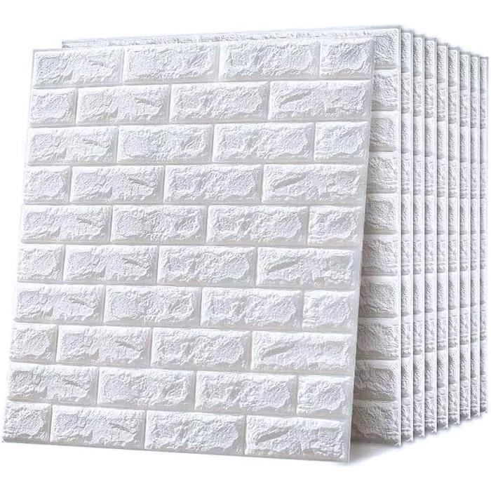 Panneau Mural 3D Effet Brique PVC Auto-adhésif 30x30 Cm - Lot De 10/100