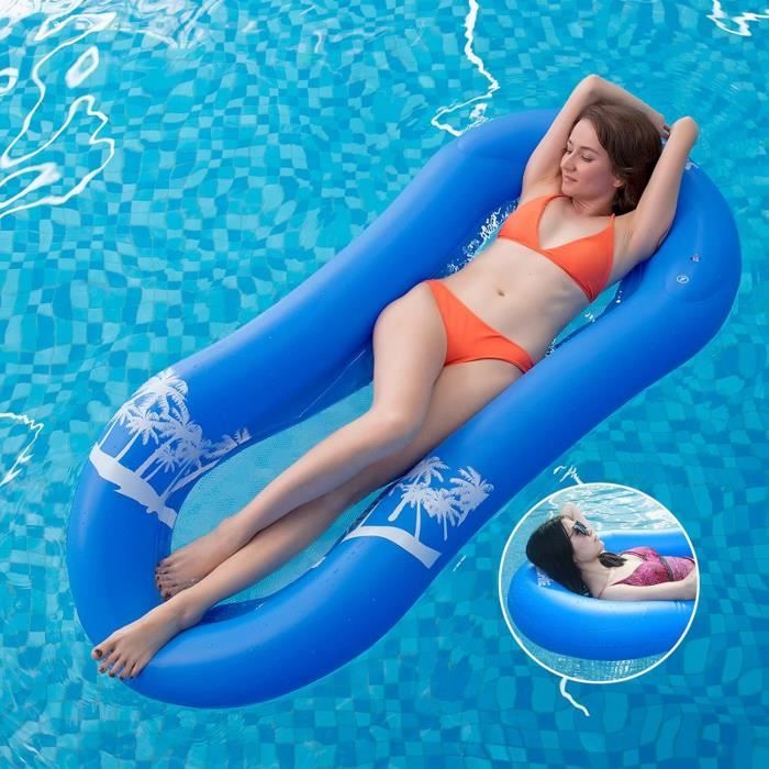 Arbolisse Hamac Piscine 4-en-1 – Matelas Gonflable XL 140x70 Cm – 2 Personnes – Motif Feuilles De Palmier – Capacité 120 Kg
