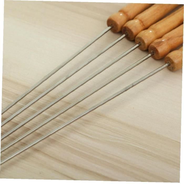 Sun.Barbecue Brochettes MarshMallow Bâtons Rôtisserie Poignée en bois