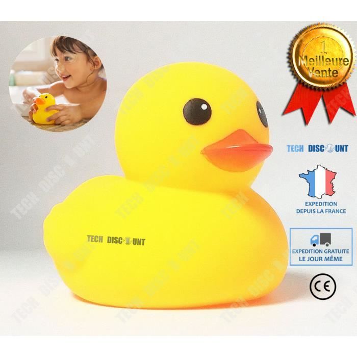 TD® canard de bain flottant bebe jaune enfant en silicone jouet douche piscine qui couine fait du bruit jeu fille garcon salle de