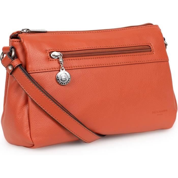 Pochette Téléphone Hexagona En Cuir Vachette - Style Hobo, Couleur Écorce, Neuf Avec Étiquettes