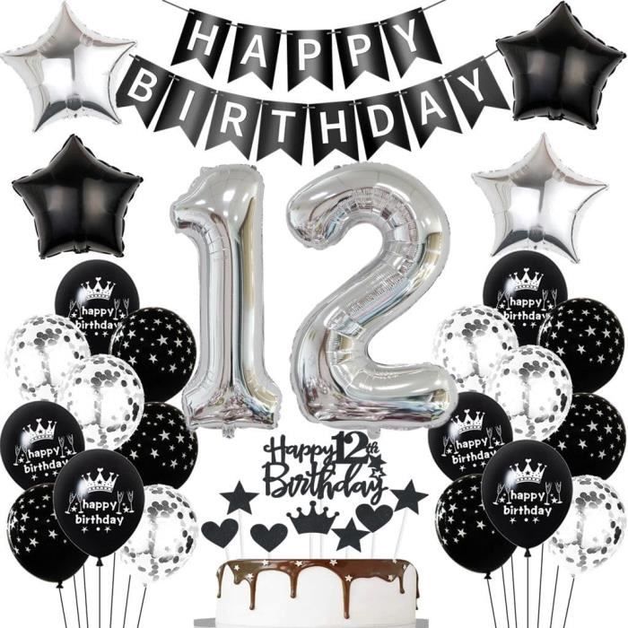 Joyeux Anniversaire 12 Ans Garçon Joyeux Anniversaire 12 Ans Garçon 292918-joyeux Anniversaire 16 Ans 8 Ballons 12 Ans Noir Argent 12 Ans Anniversaire,Noir Argent Décoration