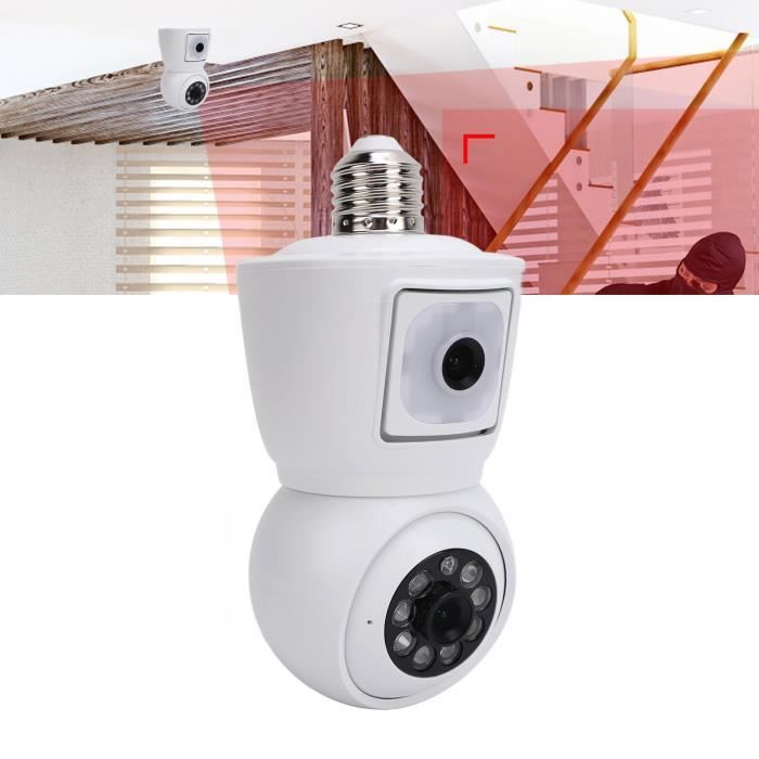 caméra de sécurité WiFi Caméra de sécurité à ampoule binoculaire sans fil pour l'extérieur et l'intérieur, outillage camera