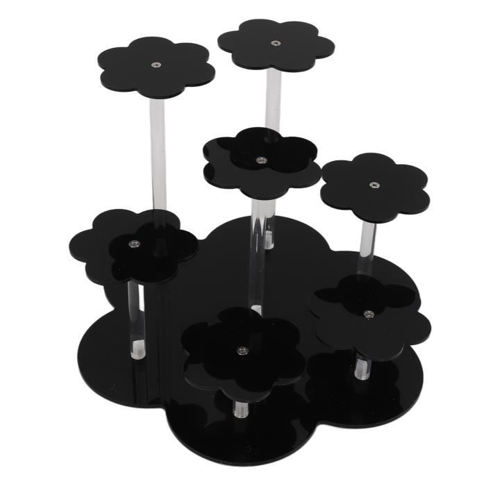 HENABLE Présentoir à 4 niveaux en acrylique noir, support de rangement pour parfum, cupcakes, présentoir pour figurines Funko POP, étagères à dessert pour fête, décoration