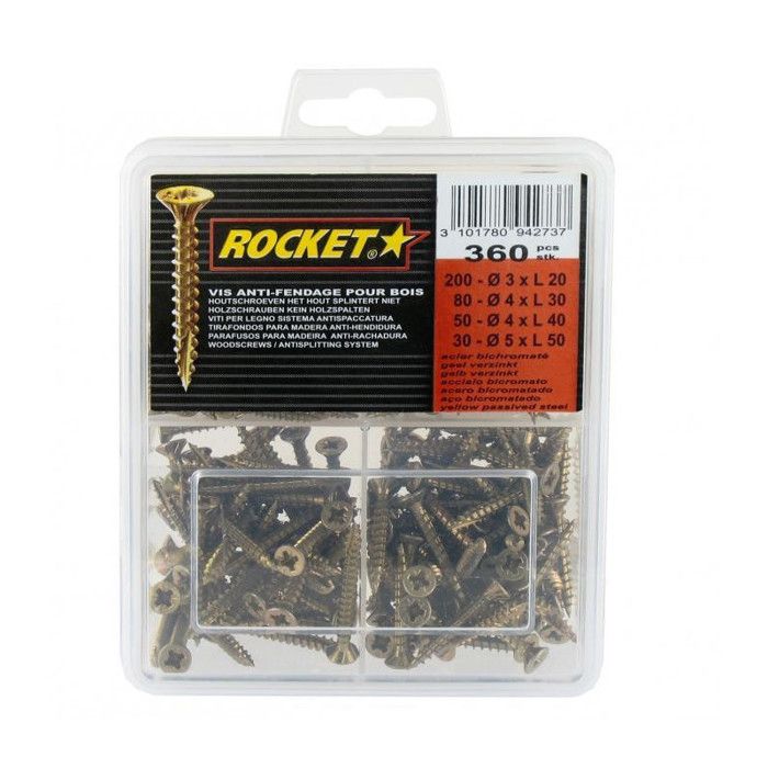 Coffret vis Rocket bois et agglo - lot de 360