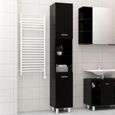 14242-Vintage Meuble de salle de bain - Armoire de salle de bain Noir brillant 30x30x179 cm Aggloméré Mobilier de salle de bain-1