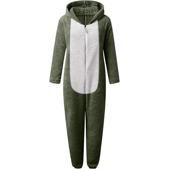 Pyjama Adulte Hiver Chaud Polaire Barboteuse Pyjama Zippée à Capuche Pyjama Homme à Capuche En Peluche Oreilles De Chat Peluche Grenouillère Noel Costume Loungewear Pas Cher