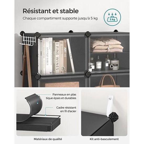 Système D'étagères, Étagère à Chaussures, Ensemble De 12 Cubes, Montage