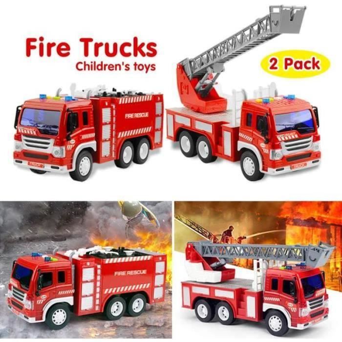 GizmoVine Jouets pour 2 Ans 3 Ans Garçons, 2PCS Éducation précoce Voiture  Jouet Camion de Pompier Firetruck pourTout-Petits & Enfant