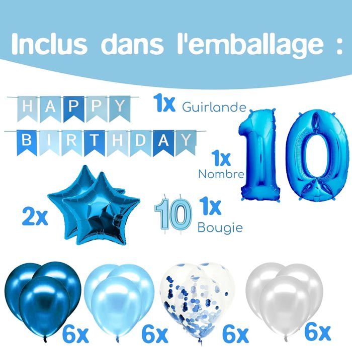 18 Ans Décoration Anniversaire Garçons Chrome Bleu Argent,Royal Bleu