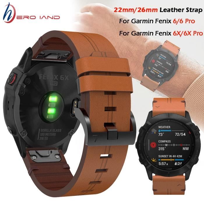 Bracelet de montre intelligente en cuir pour Garmin Fenix 5 5X