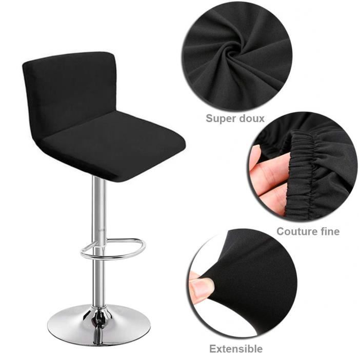 Lot De 4 Housses Extensibles Pour Tabouret De Bar - Avec Dossier, Lavables, Couleurs Assorties