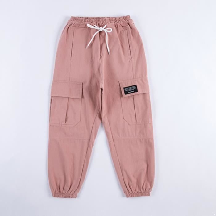 Pantalon Cargo Fille Enfant inhzoy Rose Taille Elastique 3 14
