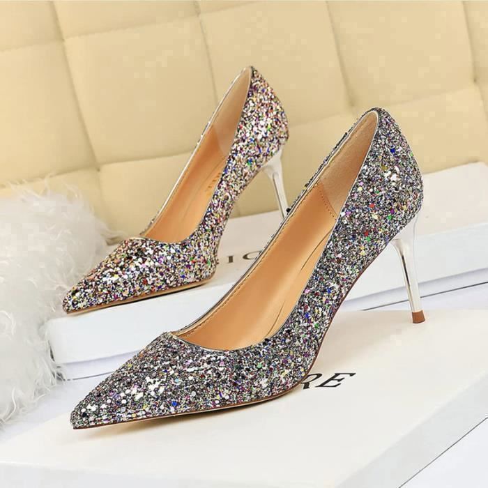 Escarpins paillettes multicolores sale