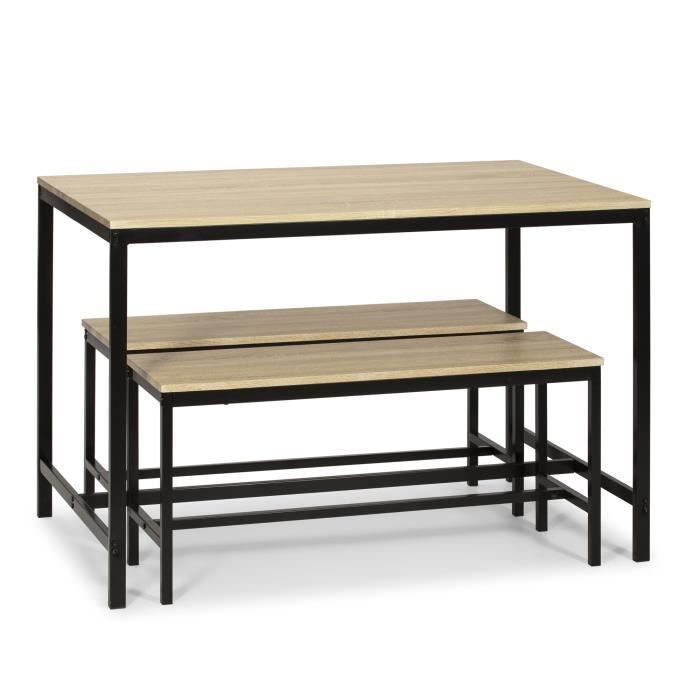 Ensemble table de ferme et ses 2 bancs - Nord Factory