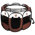 Cage pliable portable pour chien de compagnie, exercice et tente de jeu, couverture en maille pour usage intérieur / extérieur marro-2