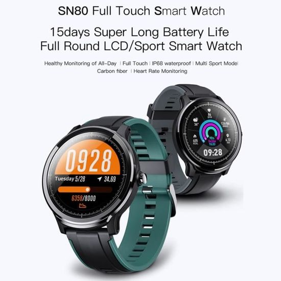 Montre connectee ESEED SN80 montre intelligente hommes IP68 etanche 60 jours longue veille 1.3 pouces plein ecran Type Orange Cdiscount Telephonie