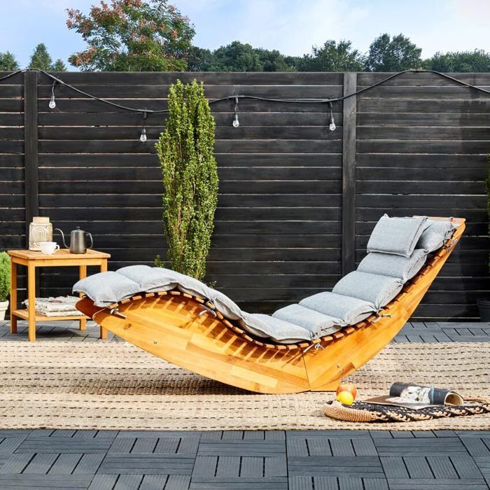 Deuba Chaise Longue Transat Adirondack En Bois D'Acacia - Bain De Soleil Jardin - Pliable | Achetez Sur