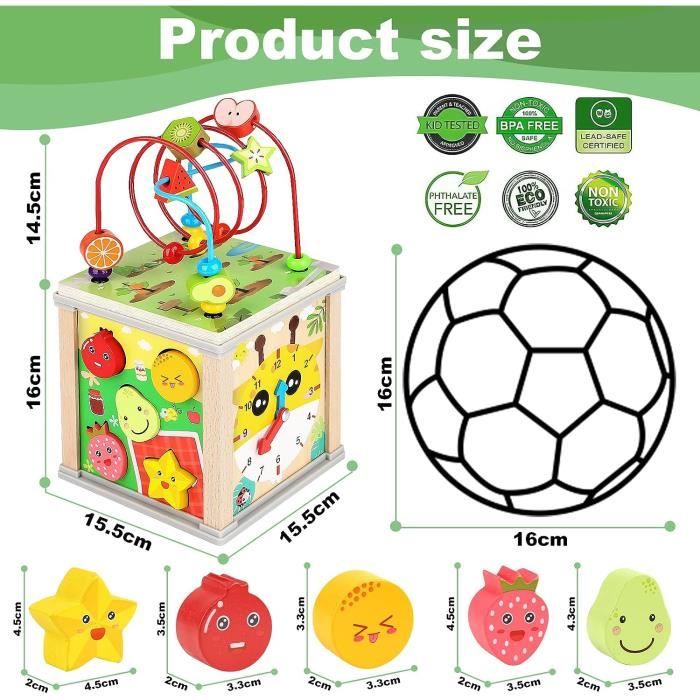 Vanplay - Cube D'activité Bébé 5-en-1 - Jouet Montessori Motricité - 1-3 Ans - Cadeau Garçon/fille