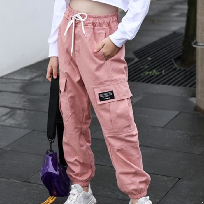 Pantalon Cargo Fille Enfant inhzoy Rose Taille Elastique 3 14 Ans