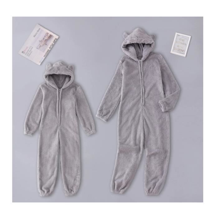 Combinaison Pyjama D'Hiver Polaire Pour Homme - Combinaison à Capuche Une Pièce, Fermeture Éclair Intégrale Avec Poches