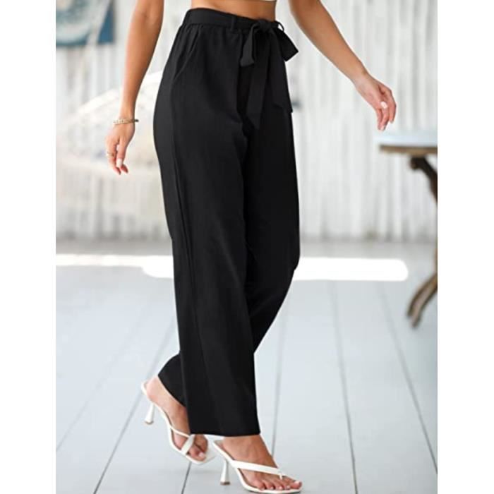 Pantalon noir sales fluide taille haute