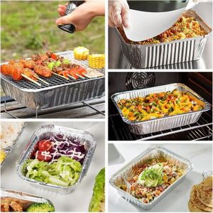 100 Barquettes Aluminium 840ml - 21x14x4.5cm | Qualité Alimentaire, Réutilisables Ou Recyclables | Pour Cuisine, BBQ, Pâtisserie, Restauration