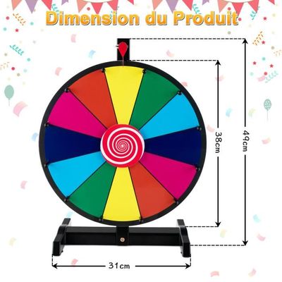 Roue De La Fortune Tournante - 3 Disques (8/10/12 Zones) - Surface Effaçable - Avec Marqueurs - Pour Jeux, Fêtes