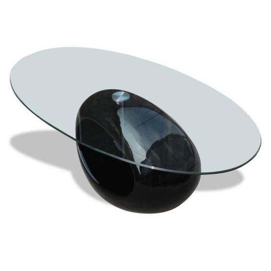 Table Basse Ronde En Verre Avec Pied Noir Laque Achat Vente