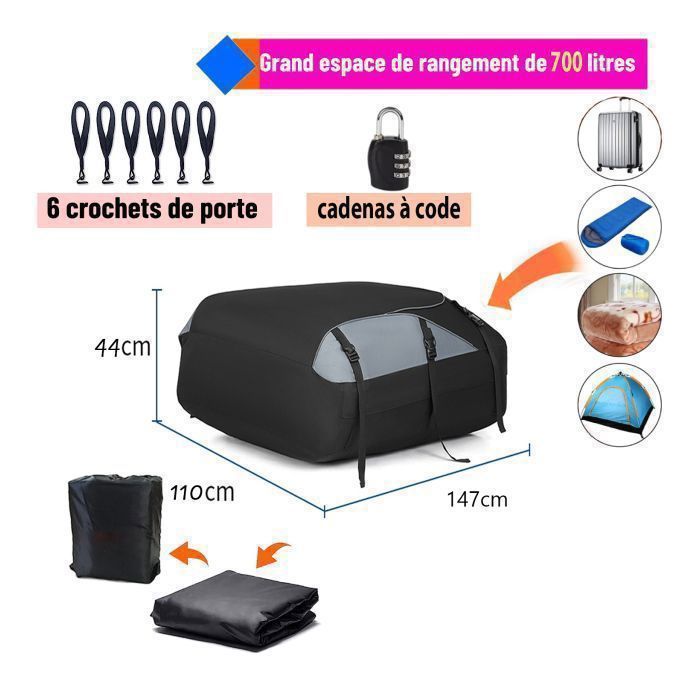 Coffre De Toit Voiture Geloo 20 Pieds Cubes - Étanche