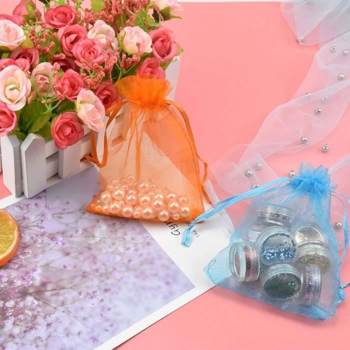G2PLUS 100PCS Sacs Organza,Sachets Pochettes Cadeau En Organza Sac à Bijoux,Sachets Pour Lavande Idéales Pour Bijoux Cadeaux Bonbons Marriage-13x18cm Blanc