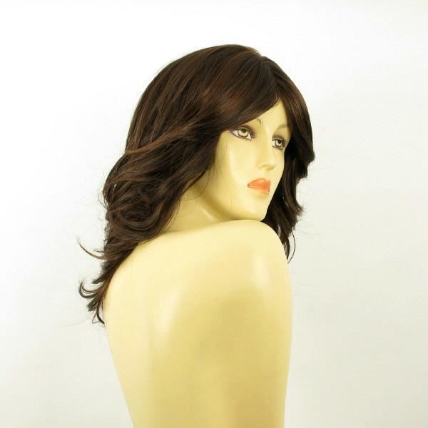 Perruque Synthétique Femme Mi-longue Châtain Méché Cuivré FANIE 6H30 - Neuf Avec étiquettes, Bonnet Classique, Raie Libre