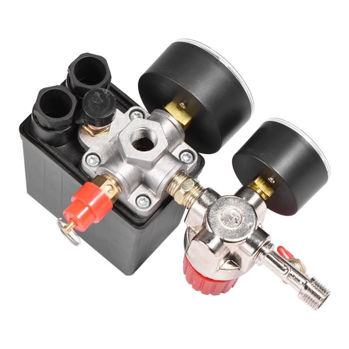 Régulateur Pressostat Pour Compresseur D’air – 3 Trous – Corps En Aluminium – Générique