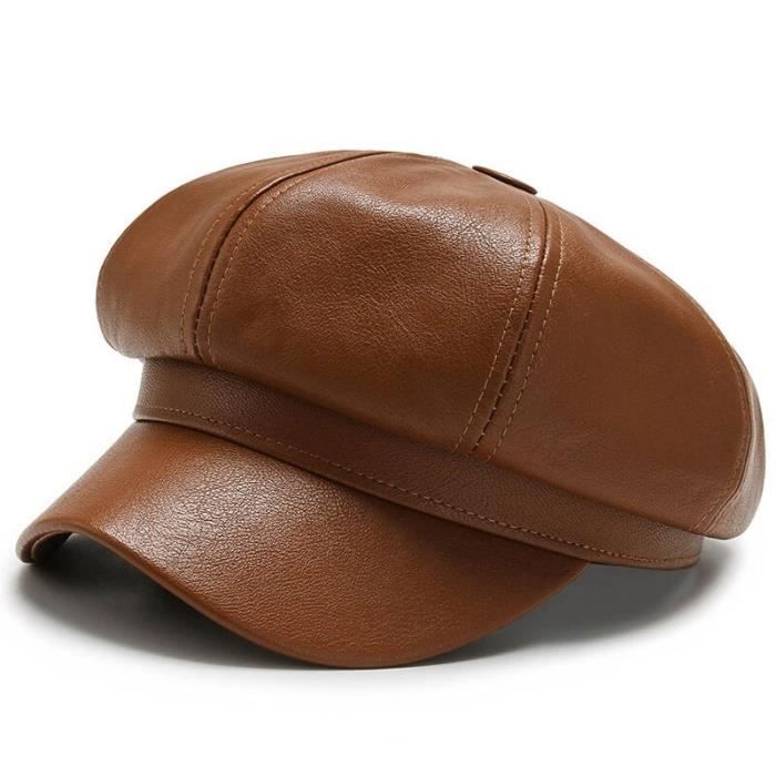 Casquette à visière en cuir véritable pour homme, chapeau chaud d'hiver,  Protection des oreilles, décontracté