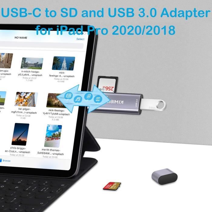 Usb C Lecteur De Carte Sd Micro Sd, Adaptateur Carte Sdhc Sdxc Type C  Compatible Avec Macbook Air Pro, Ipad Pro 2020-2018, De[J797]