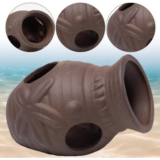 Lot De 2 Grottes Pour Aquarium - Cachettes Pour Crevettes Et Petits Poissons - ABS Marron - Facile à Nettoyer