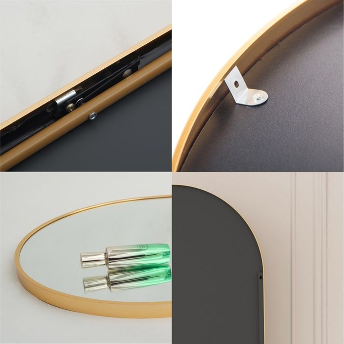Miroir Sur Pied Arqué 165x60cm - Cadre Or Aluminium - Pleine Longueur Pour Déco Intérieur