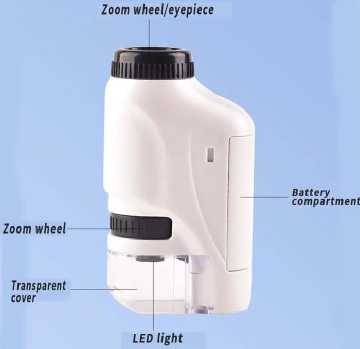 Microscope Enfant 60x-120x – Periscope Portable Avec Lumière LED, Piles AAA, Exploration Extérieure, Cadeau éducatif – ABS Robuste - 9