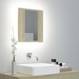 347Magasin•)Miroir Meuble Haut de salle de bain,Armoire de salle de bain à miroir à LED Chêne sonoma 40x12x45cm VENTE Meilleures-0
