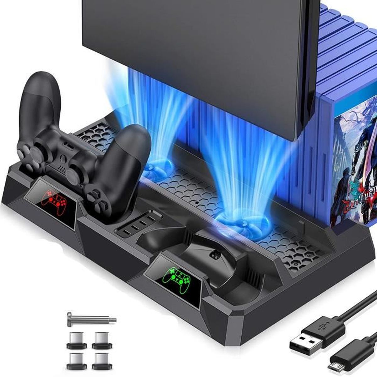 Dem variabel tiger Support PS4 avec Ventilateur,pour PS4/PS4 Pro/PS4 Slim, Station de Recharge  avec Indicateurs a LED,Support Manette PS4 - Cdiscount