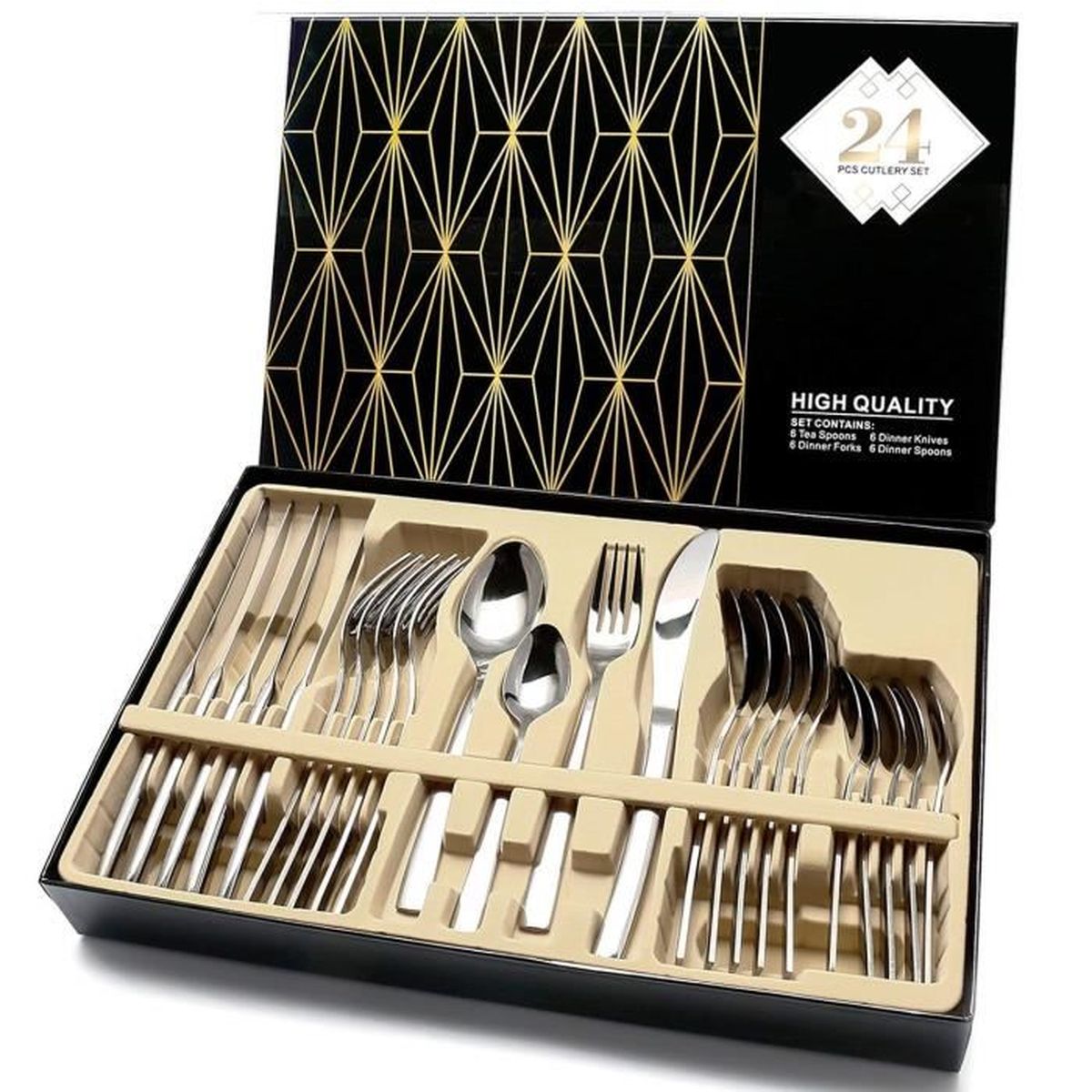 6 Pièces de Couverts de Table en Acier Inoxydable INOX Ensembles de Couverts