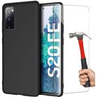 BOOLING Coque pour Samsung S20 FE - Noir - Effet Mat - 2 Verres Trempés Inclus - Anti-Rayures - Souple