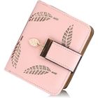 FUNMOON Porte Monnaie Femme Porte-Monnaie en Cuir Bifold Wallet en Cuir en Cuir Porte-Cartes en Cuir Porte-Monnaie en Cuir Rose